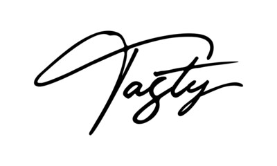 Tasty Calligraphy Handwritten Typography  Black Color Text On 
White Background