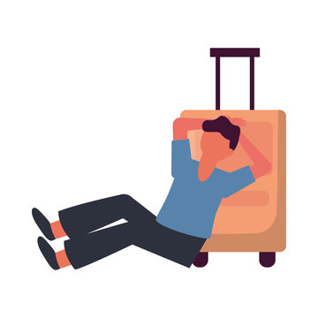 Man with travel bag vector design