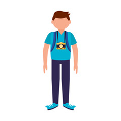 Fototapeta premium Avatar man with bag and camera vector design