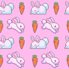 seamless pattern with cross stitch rabbits