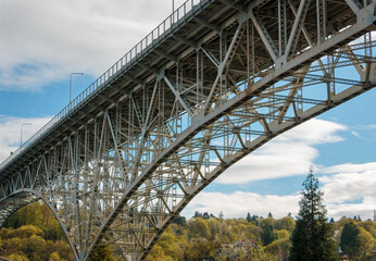 Structural steel framework of Aurora Bridge in Seattle