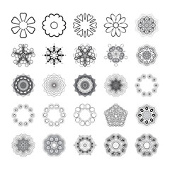 Circular drawing, mandalas for your projects. Set of abstract design elements.