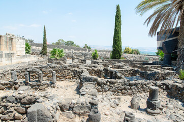 Roman ruins in Capernaum (Sea of Galilee, Israel) - 358133961