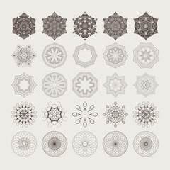 Circular drawing, mandalas for your projects. Set of abstract design elements.