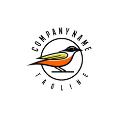 Oriole bird logo design template. Awesome a oriole bird with circle logo. A oriole bird line art logotype.