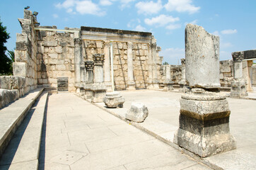 Columns in Capernaum synagogue (Israel) - 358133991