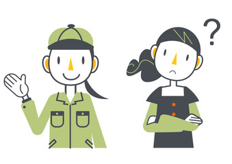 作業員と女性のセット