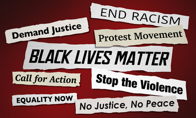 Black Lives Matter Newspaper Headlines Protest Movement End Racial Violence 3d Illustration