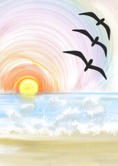 Fototapeta na wymiar Sea and sky art painting