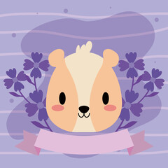 head of hamster kawaii with decor