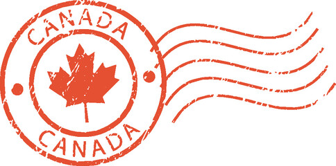 Red postal grunge stamp 'Canada'