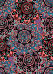 Mandalas ornaments colorful summerly arabesque - seamless pattern