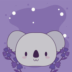head of koala baby kawaii with decor