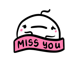Miss you hand drawn vector illustration in cartoon comic style man sad