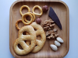 Cookies, nuts and chocolate for breakfast.