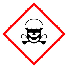 Warning skull and crossbones vector sign isolated on white background, dangerous chemical symbol