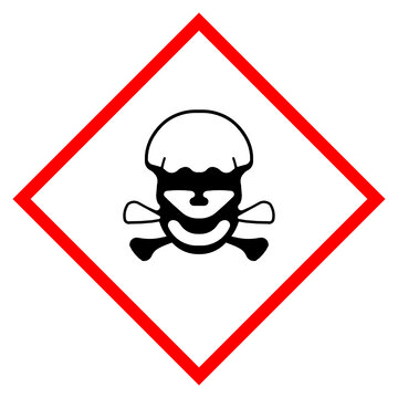 Warning skull and crossbones vector sign isolated on white background, dangerous chemical symbol
