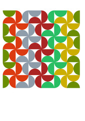 Mid-century pattern with colorful half circles