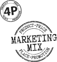 Grunge stamps 'Marketing mix'
