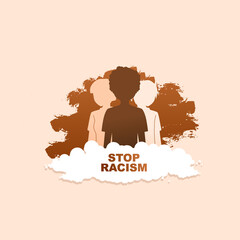 stop racism flat vector, with add ink and clouds illustration, do not be racism