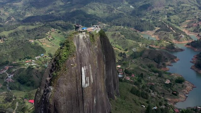 Piedra del Peñol in Guatapé Colombia - Beautiful aerial drone video.
