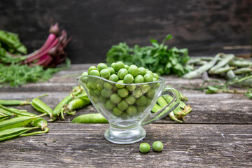 juicy ripe green peas. Close-up.