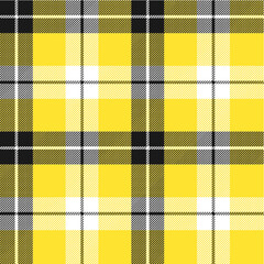 Plaid seamless pattern. Yellow, white, black stripes.