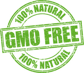 Grunge stamp 'gmo free-100% natural'