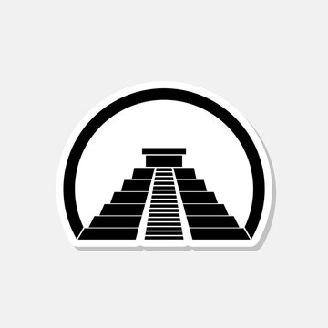 recommend clip art: Chichen Itza Sticker icon isolated on gray background