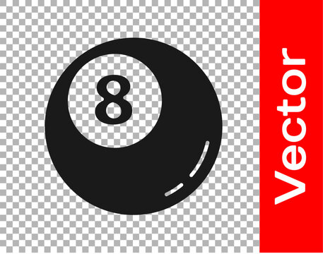 Black Billiard pool snooker ball icon isolated on transparent background. Vector Illustration