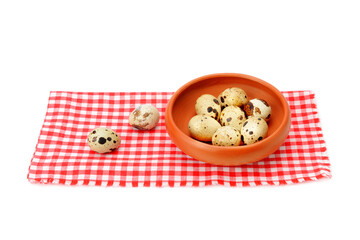 Fresh quail egg in bowl. isolated on white background.