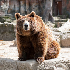 Obraz premium It's Brown bear (Ursus arctos) sits on the rock