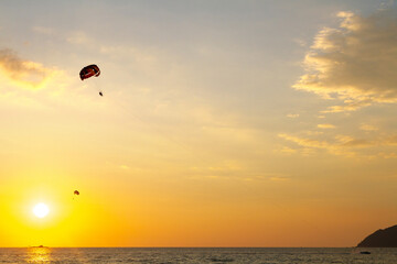 Fototapeta na wymiar Parachute attraction on Langkawi island, Malaysia