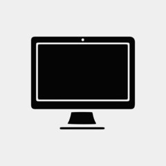 Computer Screen With Black Icon and White Background