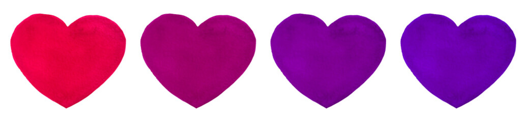 Watercolor heart isolated on white background. Vector vintage set
