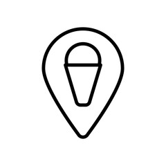 Ice cream, location pin icon. Simple line, outline vector elements of freeze sweet icons for ui and ux, website or mobile application