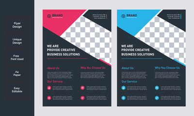 Corporate Business flyer template vector design, Flyer Template Geometric shape used for business poster layout, IT Company flyer, corporate banners, and leaflets. Graphic design layout with triangle