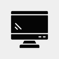 Computer Screen With Black Icon and White Background
