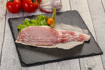 Raw pork bacon