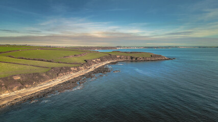 Fototapeta premium Prisk Cove, Cornwall, Aerial, Drone shot