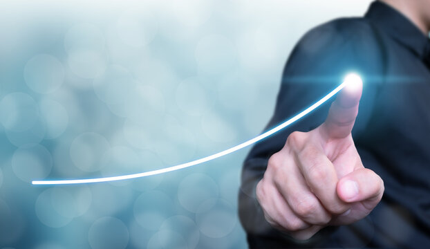 businessman drawing graph in growth concept , business growth concept , finance concept