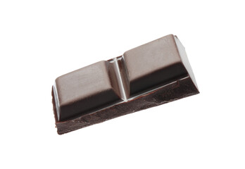 Piece of delicious dark chocolate isolated on white