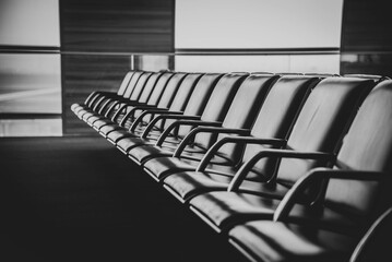 Waiting room chairs in airport.