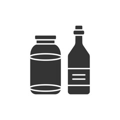 Reusable bottle and jar glyph black icon. Zero waste lifestyle. Eco friendly. Sign for web page, app, promo. UI UX GUI design element