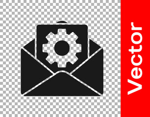 Black Envelope setting icon isolated on transparent background. Vector Illustration