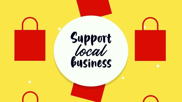 support local business lettering with shopping bags