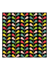 Mid century plant pattern, colorful retro background