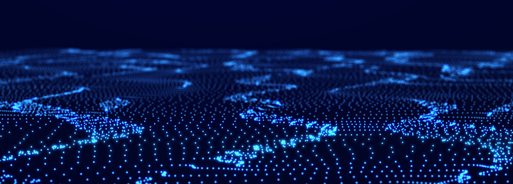 Big Data Visualization. Abstract Technology Background. Digital Code. Futuristic Dots Background. 3d