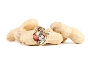 Peanuts in shell isolated on white background