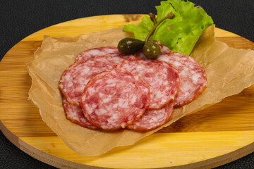 Spanish Salchichon sausage with salad